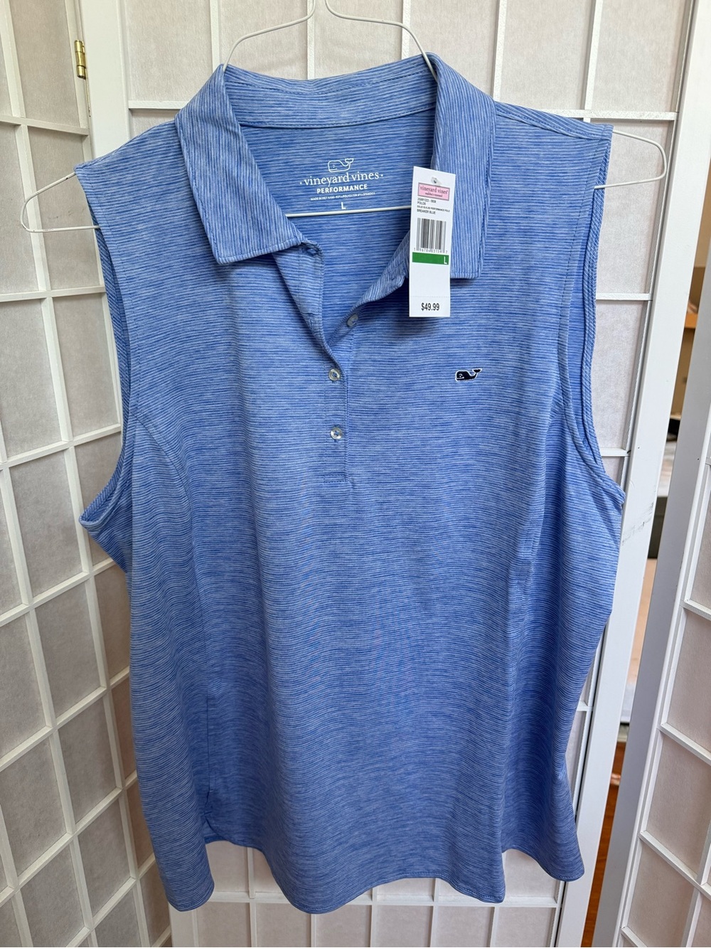 Vineyard Vines Sleeveless Performance Polo - Heather Blue